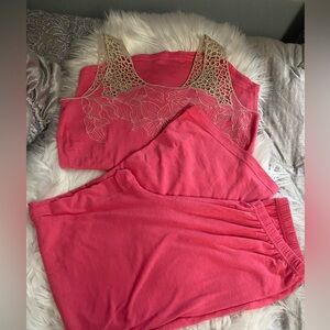 Soft Surroundings Coral Lace Trim Sleepwear Set NWOT sz SMALL